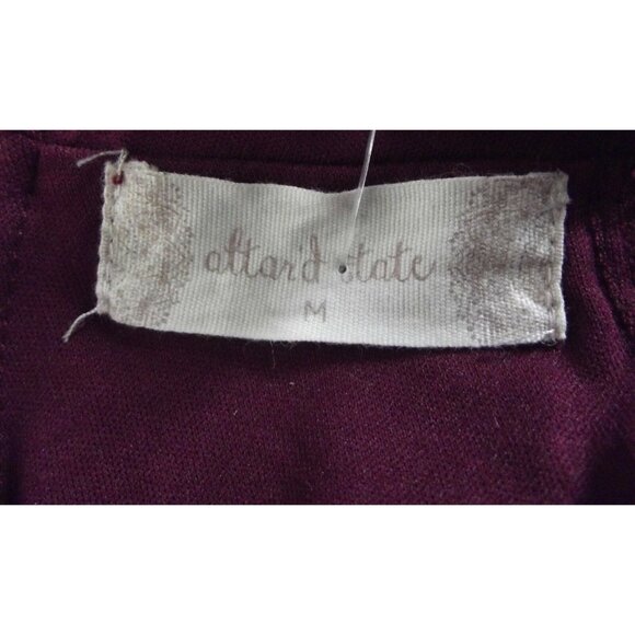 Altar'd State Dress Womens Size Medium Burgundy V-Neck lace up long bell sleeves - Picture 7 of 12